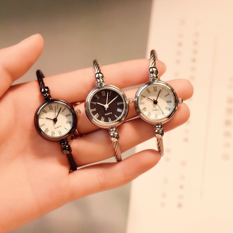 Reloj de pulsera con apertura para mujer, pulsera con apertura para estudiantes, de cumpleaños, versión coreana, relojes creativos de estilo universitario cadena fina