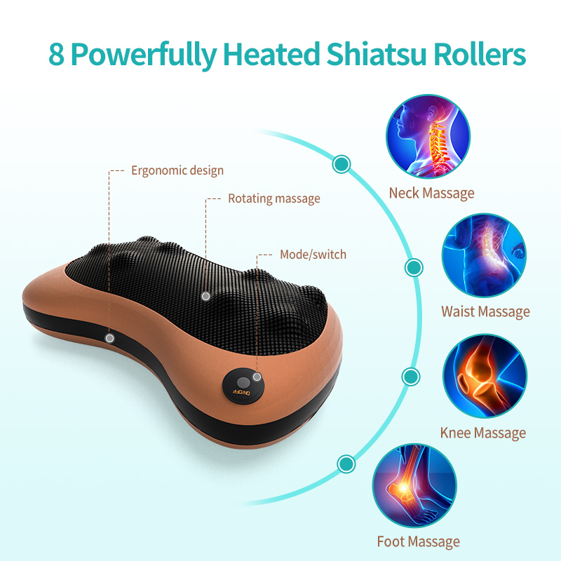 Afslapningsmassage pude vibrator elektrisk skulder rygvarme æltning med 8 hoved ryg massage til krop nakke massager