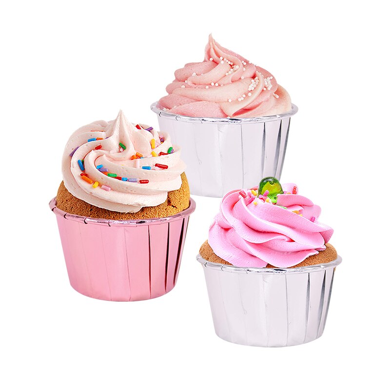 50Pcs Gold Silver Cake Paper Liner Kitchen Muffin Egg Tart Wrap Case Wedding Birthday Party Favors Cupcake Cups Baking Tools