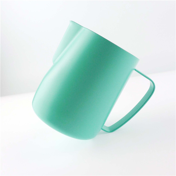 Stainless Steel Frothing Pitcher Pull Flower Cup Coffee Milk Frother Latte Art Milk Foam Tool Coffeware Milk Frothing Jug: Green / 350ml