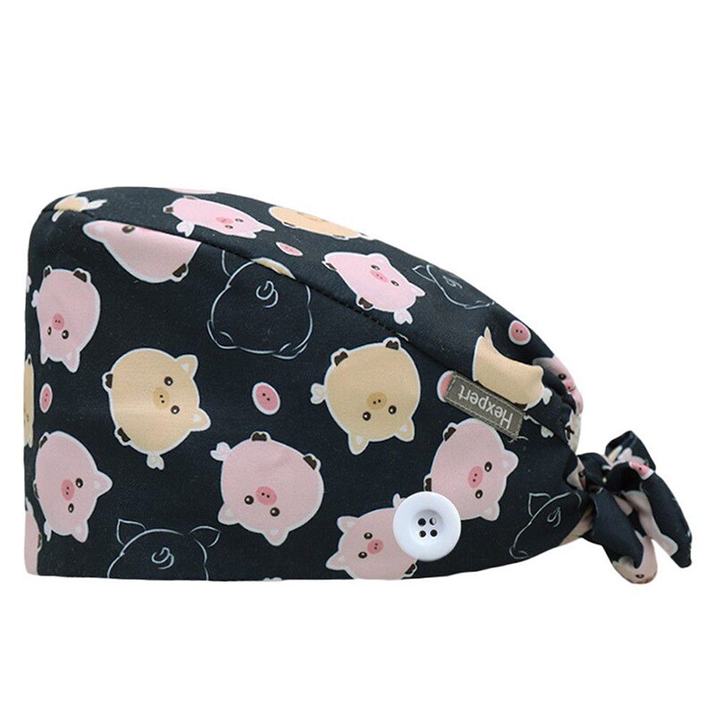 Gorros quirúrgicos para enfermera, gorro sanitario con banda para el sudor, estampado de dibujos animados, enfermería, 1 unidad