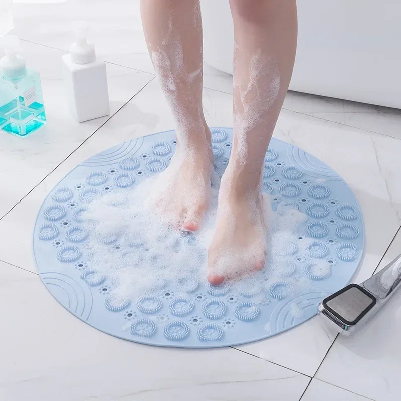 Badkamermat Antislip Sucker Ronde PVC-badmat met afvoergat Siliconen badmatten Voetmassage Pad Bad Zachte douchemat