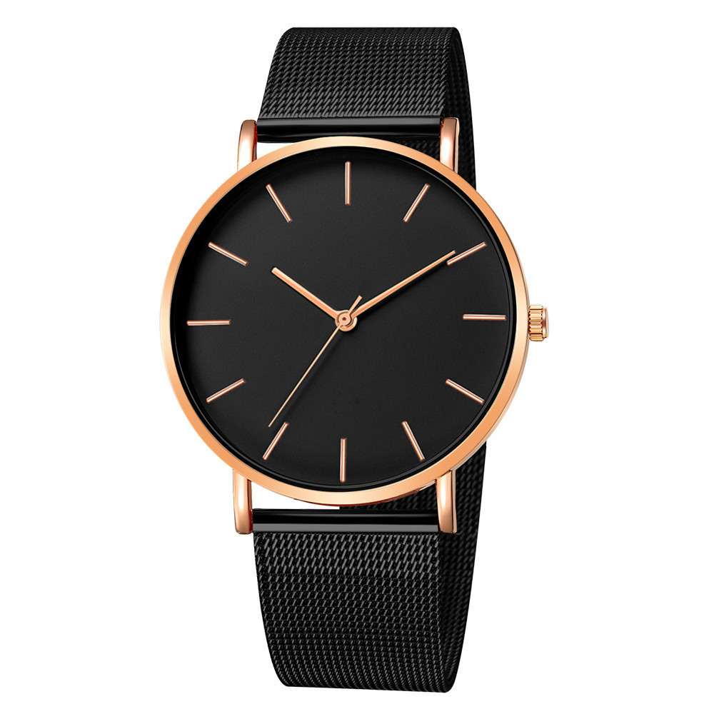 Freizeit Einfache Ultra Dünne Männer Frauen Kreative Schwarz Edelstahl Quarz Uhren Männer Business Männlich Armbanduhr Uhr: Kaffee