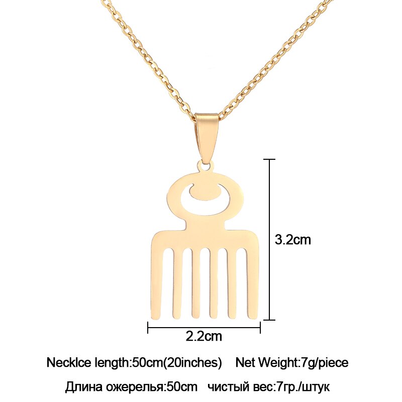 African Traditional Symbol Pendant Necklaces for Stainless Steel Gold/Steel Color Africa Adinkra Gye Nyame Ethnic Jewelry: Gold C / 45cm