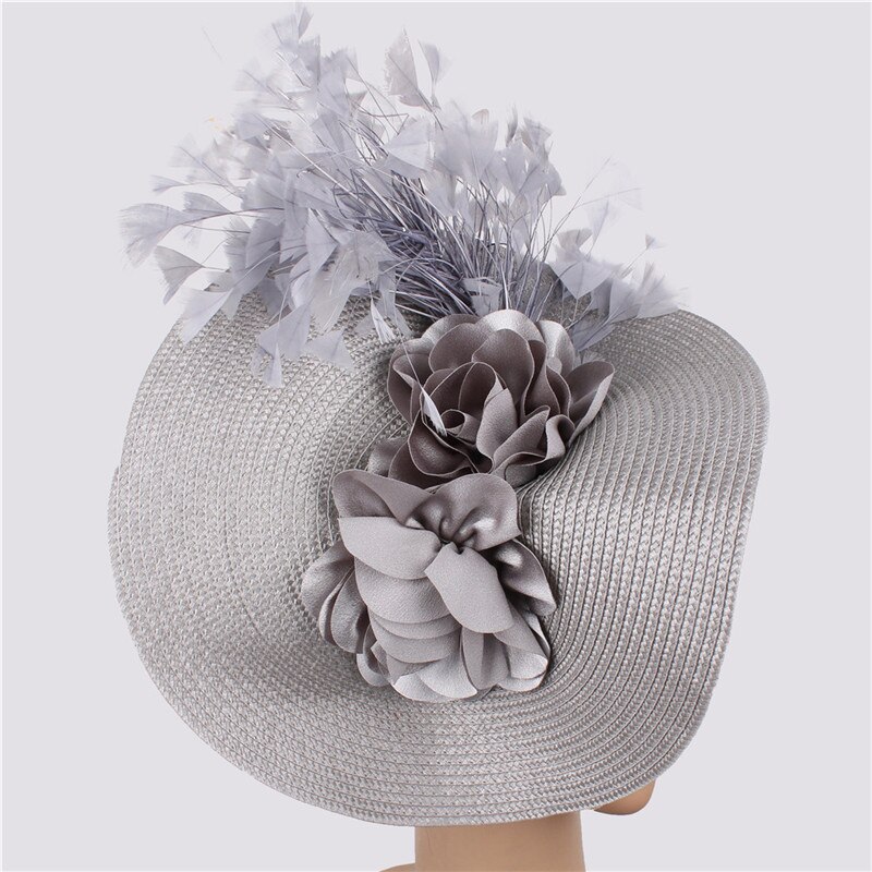 Retro fjær overdrevet topp hatt stråhatt qipao show ytelse catwalk lue blomst hodeplagg bryllup hatter og fascinatorer