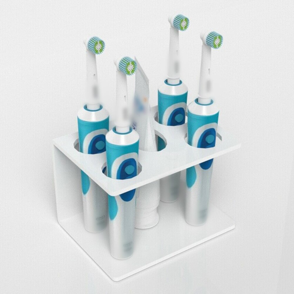 Akryl tandbørsteholder elektrisk tandpasta badeværelse hvid / sort 1 stk let at rengøre tandbørsteholder: Hvid 4 hul