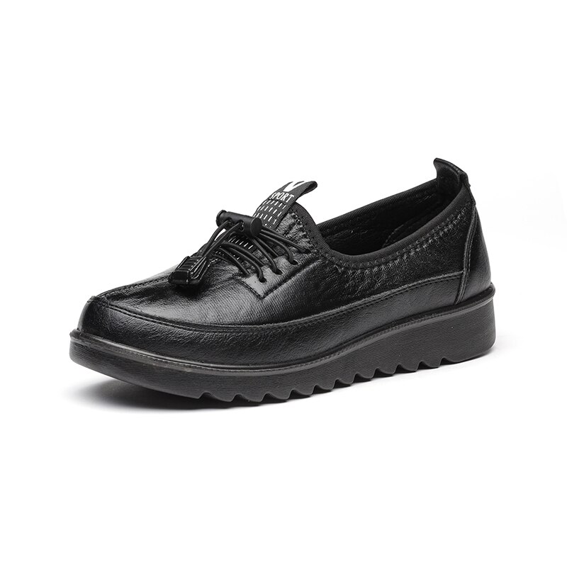 Damskie trampki 2020 buty do tenisa dla kobiet komfort skórzana platforma siłownia obuwie damskie Tenis Feminino Zapatillas Mujer: Black / 4