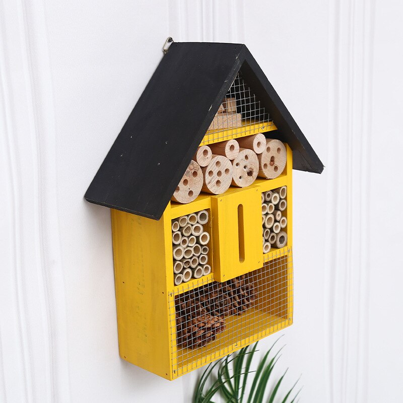 Garden Wooden Insect House Insect Bee House Outdoor Wooden Insect Bee House Wood Bug Room Shelter Nesting Box Decoration