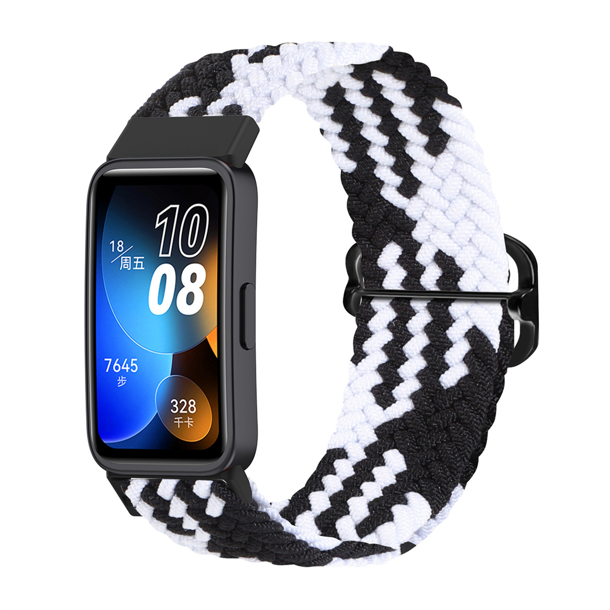 Gevlochten Solo Loop Voor Huawei Band 9 8 7 Band Verstelbare Smartwatch Accessoires Elastische Nylon Armband Correa Huawei Band8 Band: Licht Roze Wit / 16mm