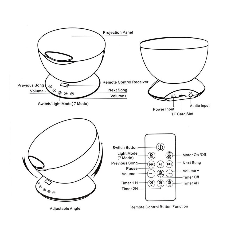 T-SUNRISE Ocean Wave Muziek Baby Nachtlampje Projector Ingebouwde Mini Muziekspeler Lamp USB LED nachtlampje voor Baby Kinderen kamer