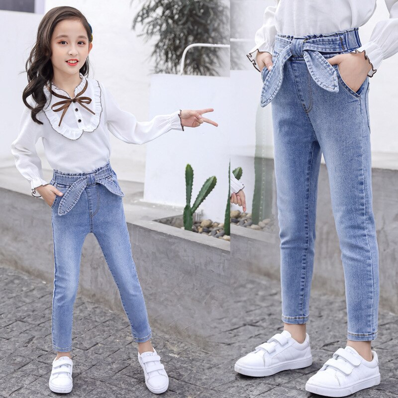 Girls Jeans School Skinny Pencil Pants Teenage Girls Trousers Jeans for Kids Spring Children Denim Pants 8 10 Years