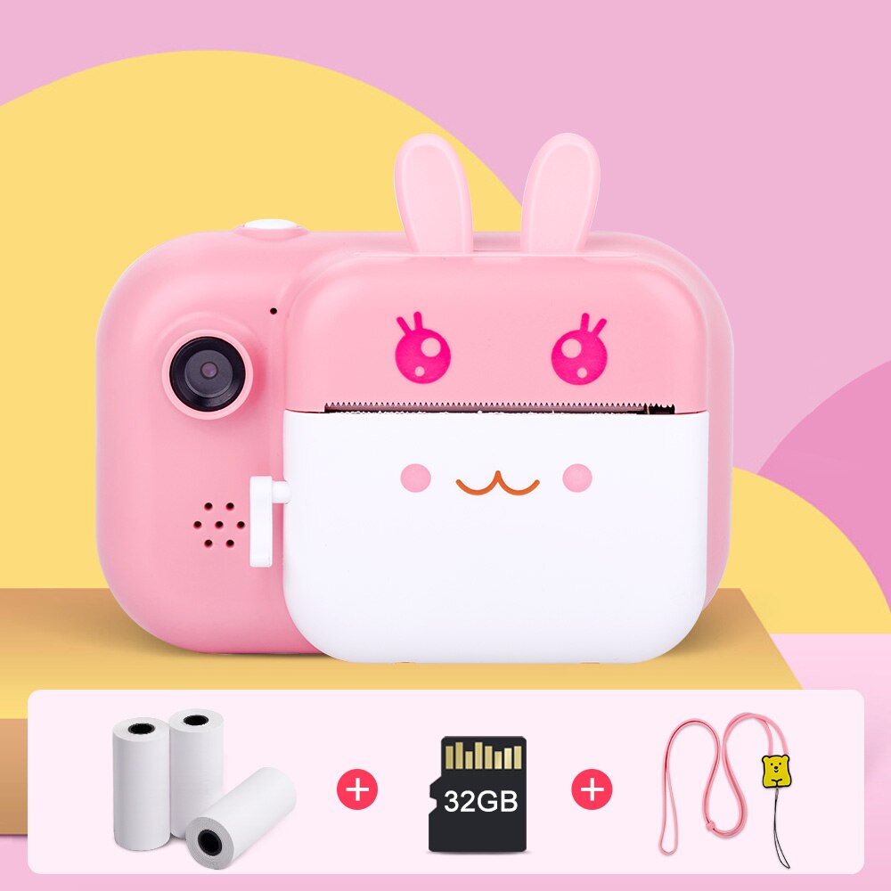 Aparat natychmiastowy dla dzieci dla dzieci aparat fotograficzny 1080P aparat cyfrowy dla dzieci aparat fotograficzny zabawka prezent urodzinowy dla dziecka: różowy 32G TF Card