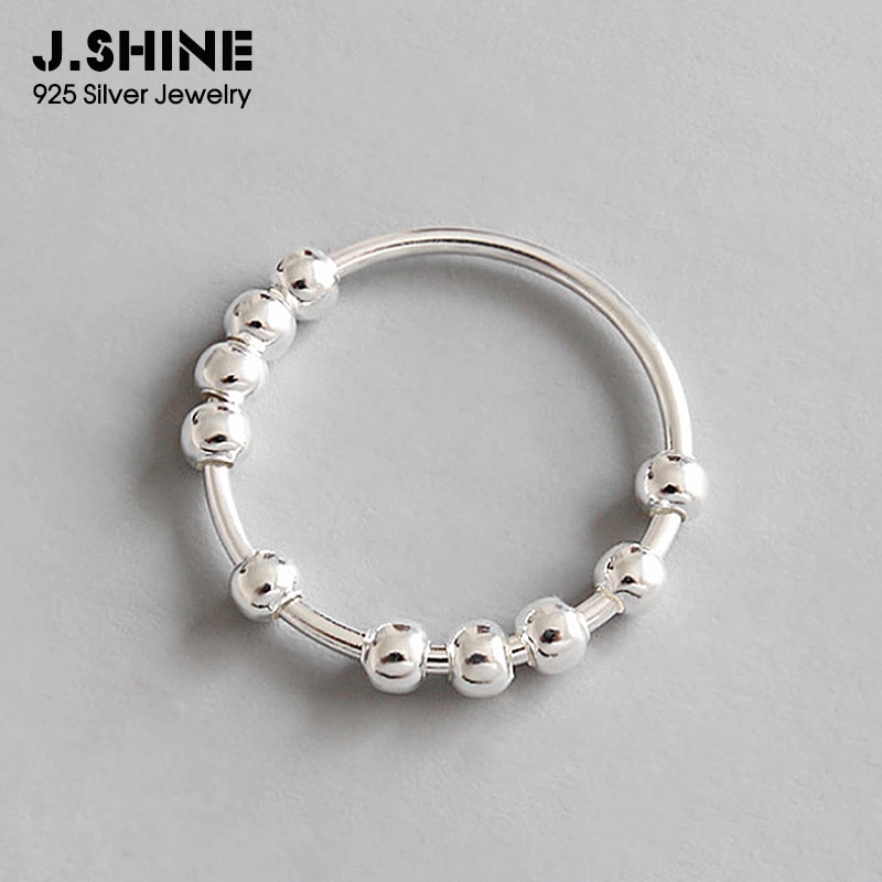 F.i.n.s 925 Sterling Zilveren Kralen Ringen Voor Vrouwen Zilver 925 Dames Ringen Met Moving Ball Eenvoudige Koreaanse Mode-sieraden