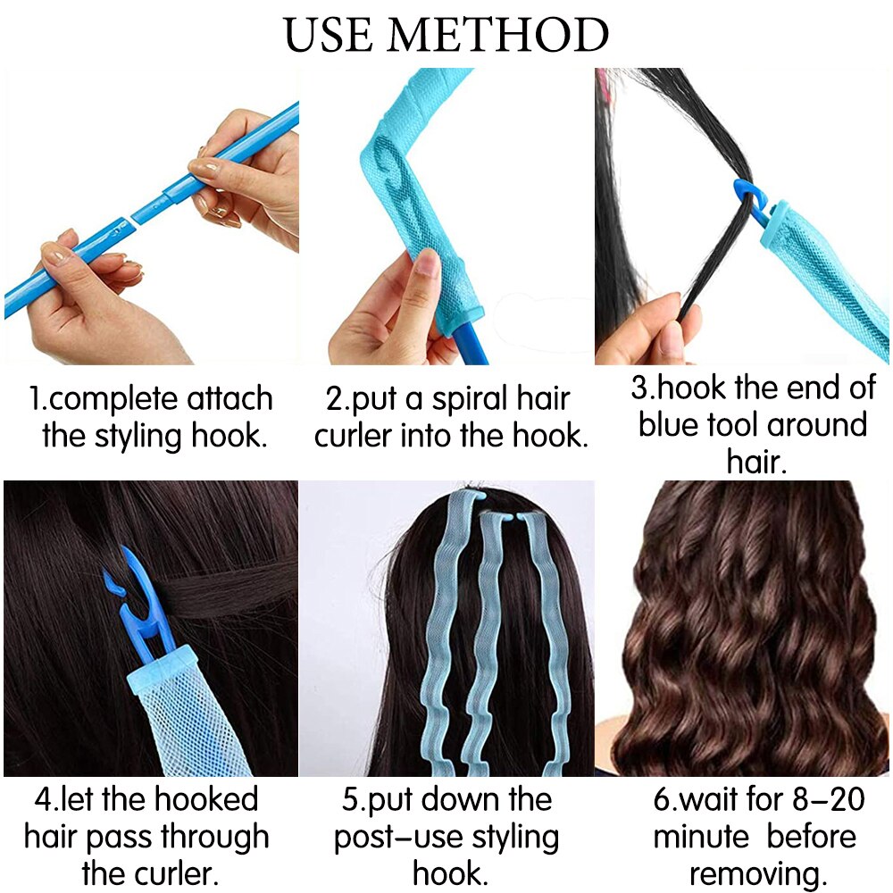 12PCS Hair Roller Magic Curler Loop DIY Portable Hairstyle Rollers Sticks Wave Formers Heatless Hair Curler Curling Hair Tools