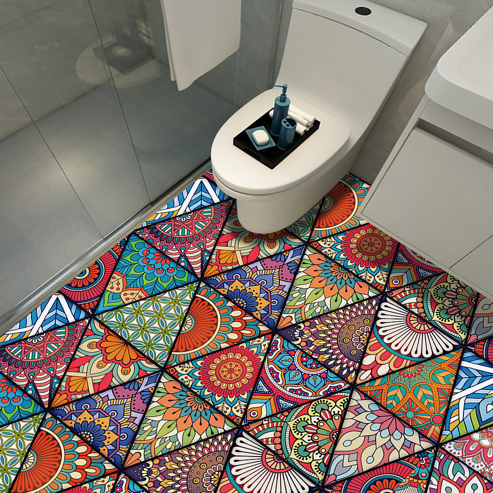 10pcs Moroccan Style Tiles Wall Sticker Matte Film For Tiles /Ground in Kitchen Wardrobe Bathroom Peel &amp; Stick Art Wall Decals