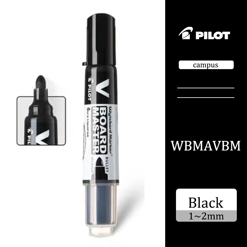 1Pcs Pilot Rechte Vloeibare Uitwisbare Whiteboard Marker WBMAVBM-M Grote Capaciteit Vervangbare Inkt Voor Soepele Schrijven: black