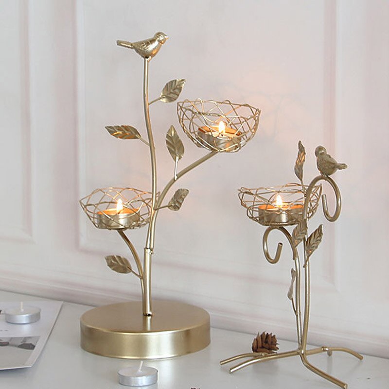 Nordic wrought iron golden bird aroma candle holder decoration romantic table tabletop decoration small furnishings 1PCS
