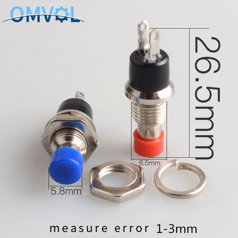 6pcs NC/NO normally open normally closed Momentary Self-resetting Push Button Switch without lock Reset Switch