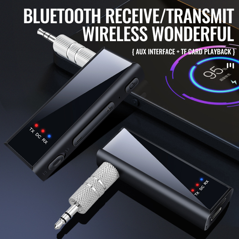Bluetooth 5.4 Audio Receiver Transmitter 2 in 1 Hifi Stereo Wireless Adapter 3.5MM AUX With Mic For Car Airplane TV PC Speaker