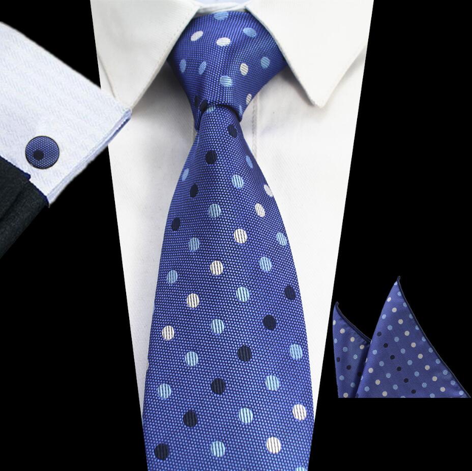 Rbocott 8cm conjuntos de gravata novo design para homem xadrez & dot & paisley gravata lenço abotoaduras define negócios festa de casamento pescoço laços: 10