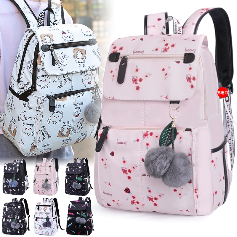 Mochila moderna con estampado de flores para mujer, bolso de hombro impermeable, Chica adolescente, escolar