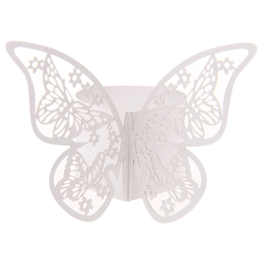 50 stücke Schmetterling Serviettenring Serviettenhalter Hochzeit Bankett Abendessen Dekor Weiß Rosa Farbe