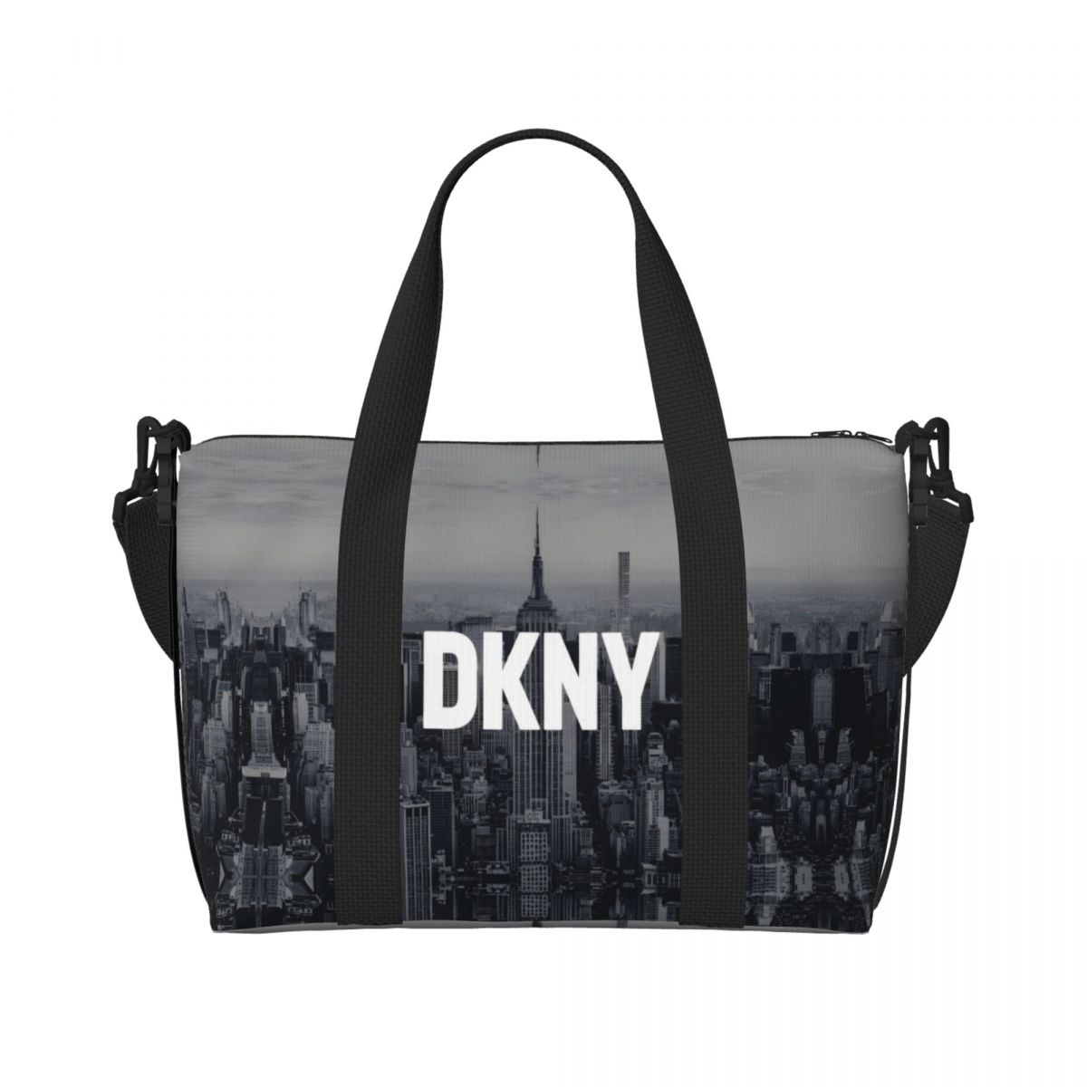 DKNYS NewYork Skyline Weekend Gym Yoga Luggage Bags Men Women Sport Crossbody Bag Travel Handbag: black