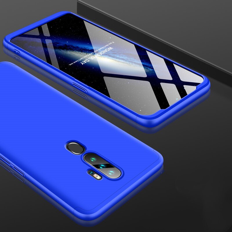 Voor Oppo A9 A5 Case Hard 3 in 1 Armor Matte Hybrid Beschermende Telefoon Cover Voor Oppo A11 a11X 360 Volledige Cover 6.5 inch: Oppo A11X / Blauw