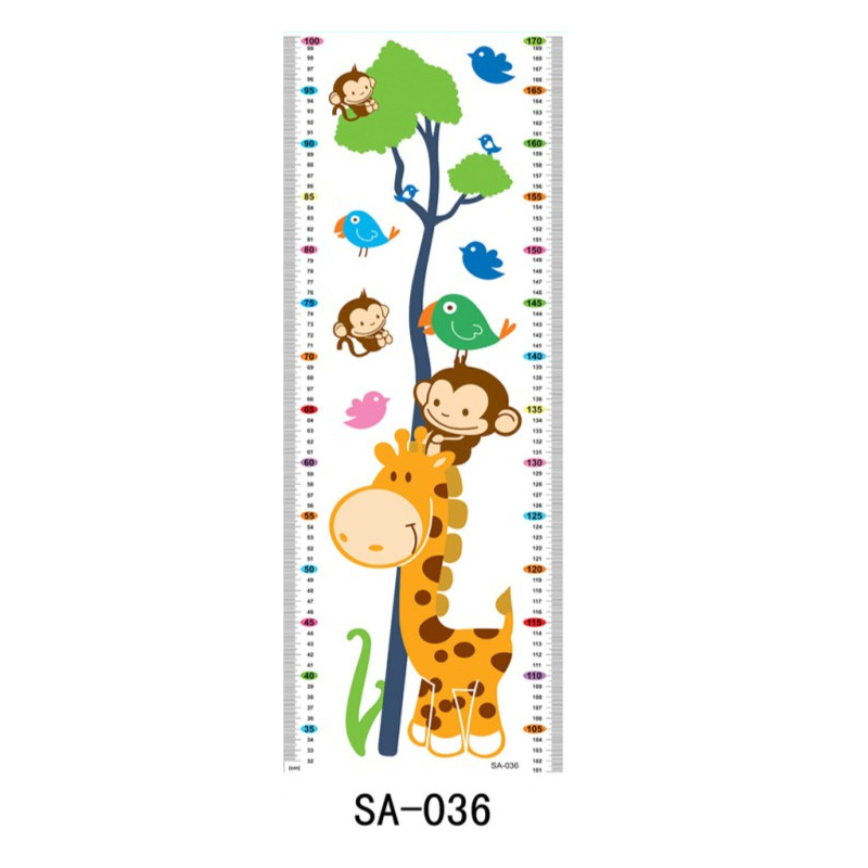 Cartoon Home Bedroom Visual Chart Nursery Decorations PVC Kids Height Chart 1Sheet Wall Stickers: 3