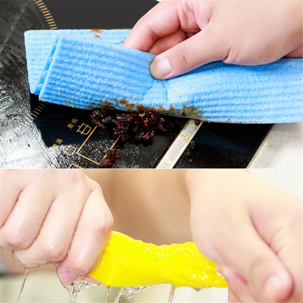 Kitchen rag cellulose sponge cloth super absorbent water absorbent 10Pcs can be reused with good cleaning effect