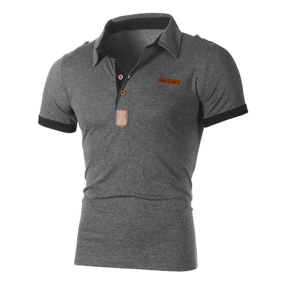 Brand Men's Polo Shirt Summer Short Sleeve Classic Men's Clothing Casual Solid Color Slim Business Wear: Gray / M