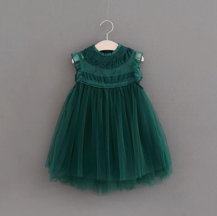 ¡Novedad del ! vestido verde tutú de encaje de verano para niñas, ropa encantadora sin mangas para niños, rojo/Verde/Beige/marrón: Verde / 4T