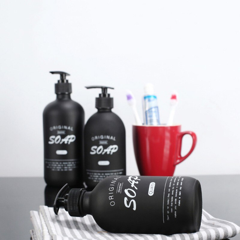 500ml nordisch Schwarz Glas Shampoo Flasche Seife Spender Schlecht Flüssigkeit Lotion Lagerung Krug Haushalts Nachfüllbare Lagerung Flaschen