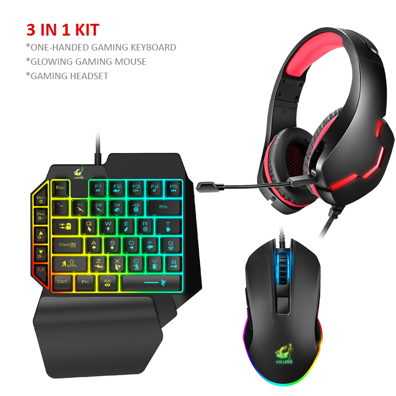 Gaming Keyboard And Mouse Combos with Colorful LED Backlit +Gaming Headset Deep Bass with MIC for PS5/ PS4/ XBOX/ PC/ Laptop: E