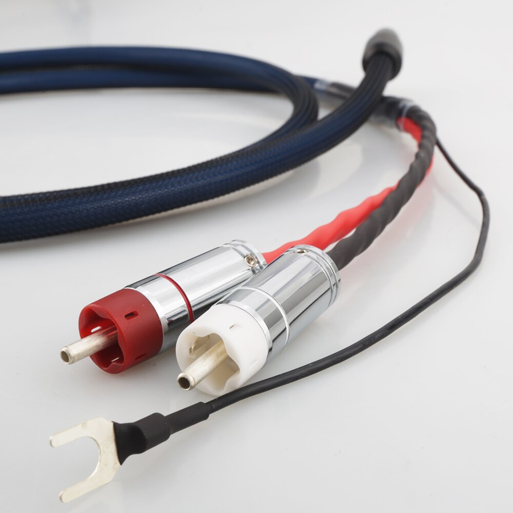 Nowy Audiocrast OFC posrebrzane z ekranowania RCA 5 pin DIN XLR U spade wtyczki Audio Phono ramienia kabel z przewód uziemienia