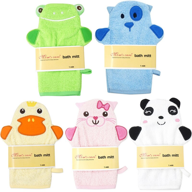 Cartoon Baby Baby Bad Handschoen Handdoek Leuk Dier Super Zacht Katoen Bad Douche Brush Spons Diepe Reiniging Huid Voor Kinderen
