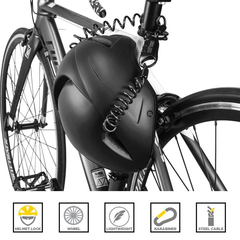 Giyo mini cykellås 3 cifret kodeord tyverisikring cykellås cykel hjelm kode kombination sikkerhed kabellås 4.15mm dia