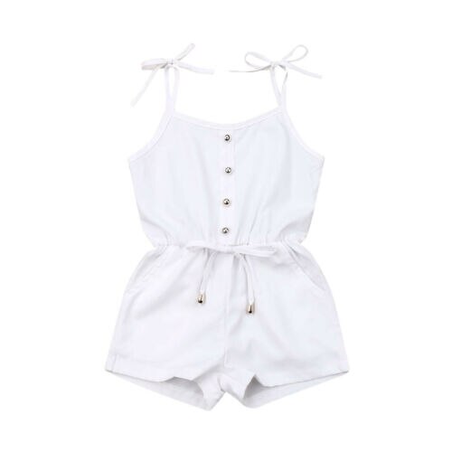 Newborn White Romper Baby Boy Girl Sleeveless Romper Playsuit Jumpsuit Outfit Summer Toddler Baby Clothes