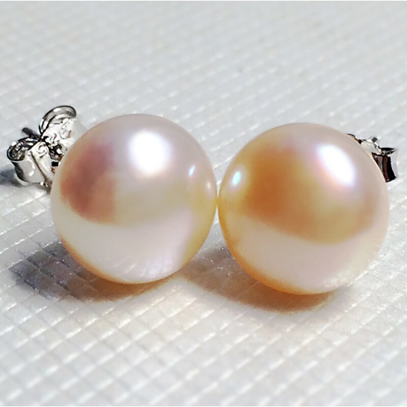 BaroqueOnly 100% Genuine Freshwater Pearl white pink purple blue Silver Stud Earrings Jewelry for Women