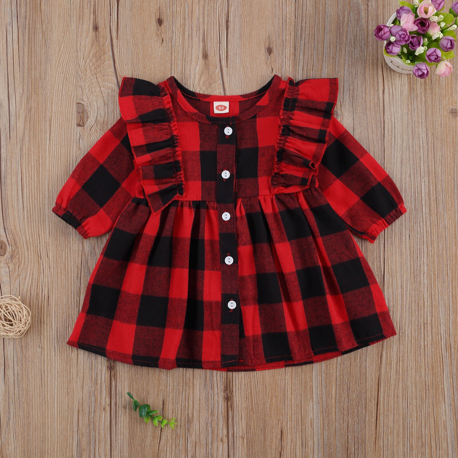 Generisch Babymeisjes-overall, lange mouwen, hart-print, strik, met