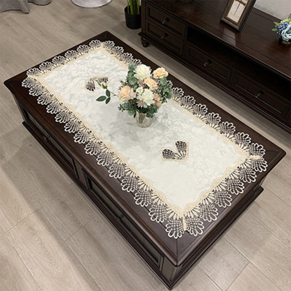 Rechteck Tischdecke europäische bestickte Kaffee Tee Tischdecke hohl geschnitzte Heim textilien Dekoration Zubehör 50*100cm: Licht Grau