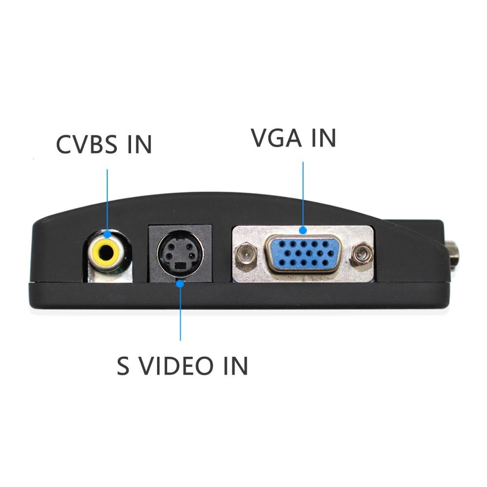 Convertidor BNC a vídeo VGA AV a VGA CVBS S entrada de vídeo a PC VGA salida Adaptador convertidor caja de interruptor para PC MACTV Cámara DVD DVR