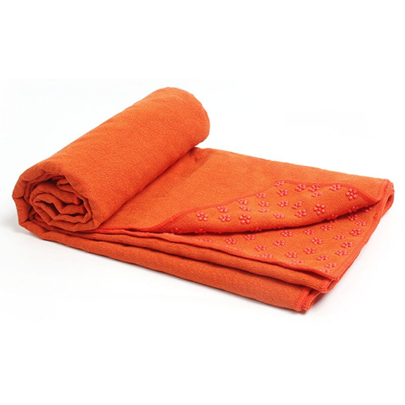 Yogamåttebetræk håndklæde skridsikkert tæppe pilates træning fitnessmåtte svedabsorberende anti -glid mikrofiber træningssport med taske: Orange