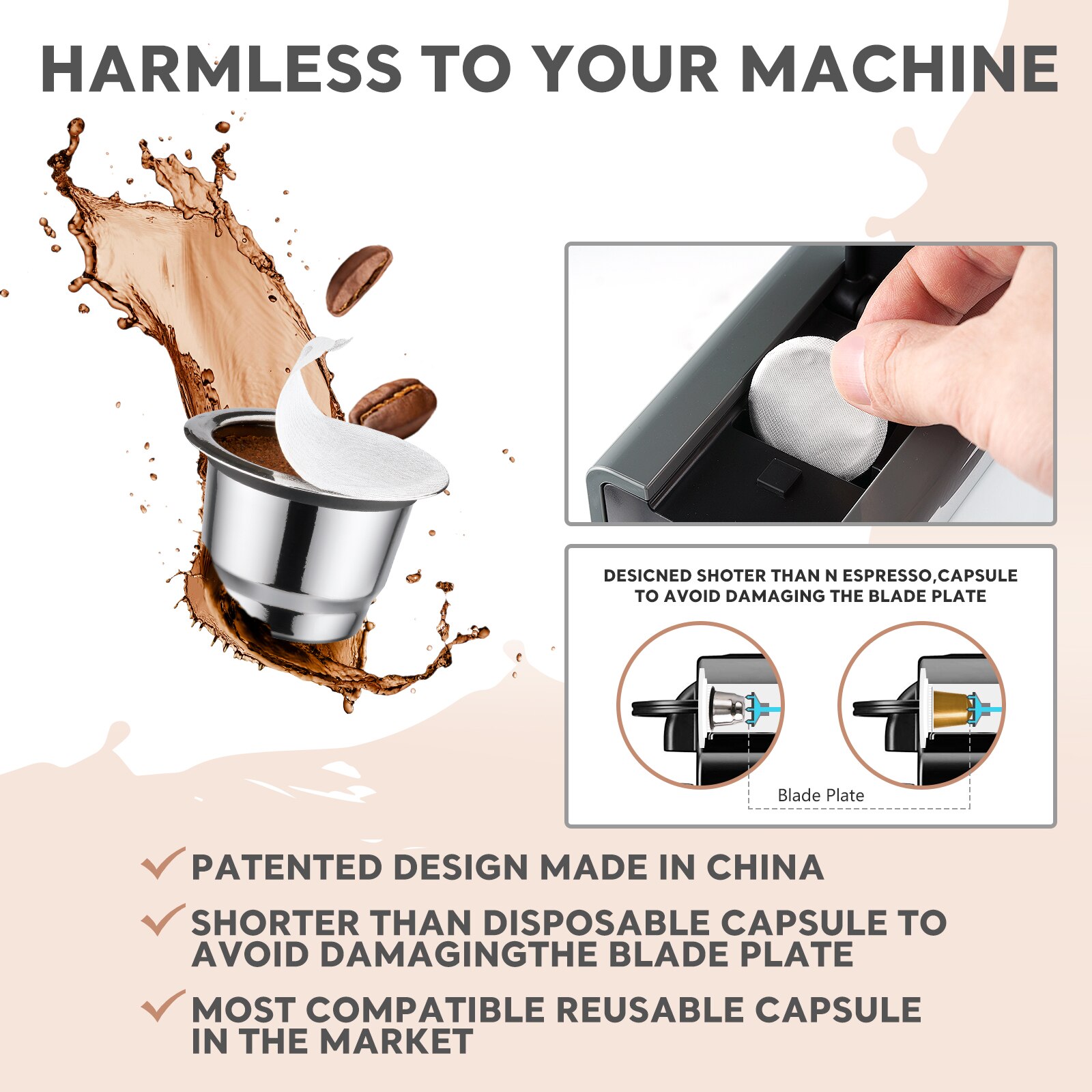 Wiederverwendbare Kaffee Kapseln Nachfüllbare Edelstahl Filter Pods Für Nespresso OriginalLine Brewer Mit Aluminium Folien