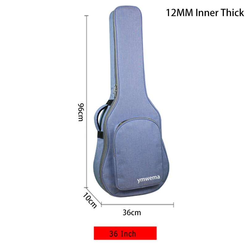 Custodia per chitarra 36/41 pollici 900D borsa per chitarra in tessuto Oxford impermeabile 6/12mm doppio spallacci in cotone zaino imbottito per chitarra morbida: 36 Inch 12mm Sponge
