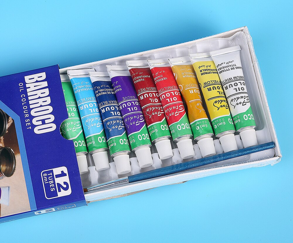 12 Kleuren/Set Professionele Olieverf Kleuren Schilderij Tekening Pigmenten Art Supplies Art Set Olieverf Set Met Borstel