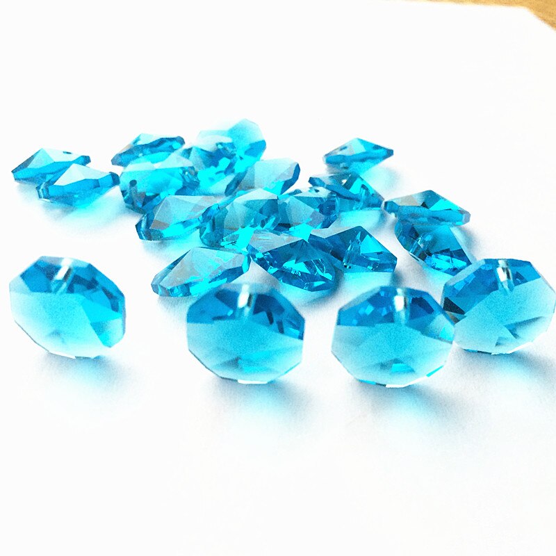 oben 20 stücke Mehrfarbig 14mm Kristall Achteckigen Perlen in Einem See K9 Kristall Kronleuchter Teile Zubehör DIY Hochzeit &Ampere; X-tr: Aqua