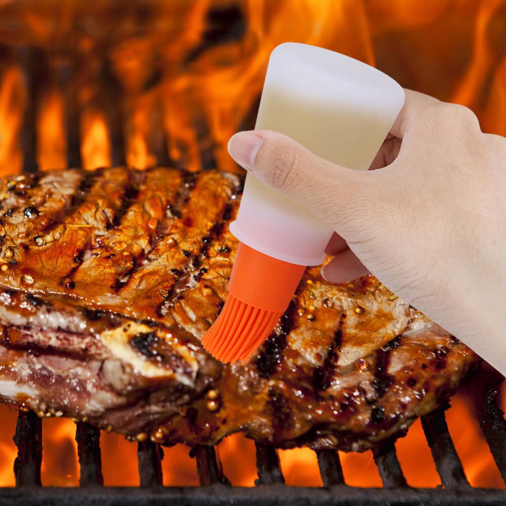 3Stck Tragbare Heften Pinsel Silikon Flasche Mit Pinsel Für Küche Backen BBQ Gebäck Backen Werkzeuge