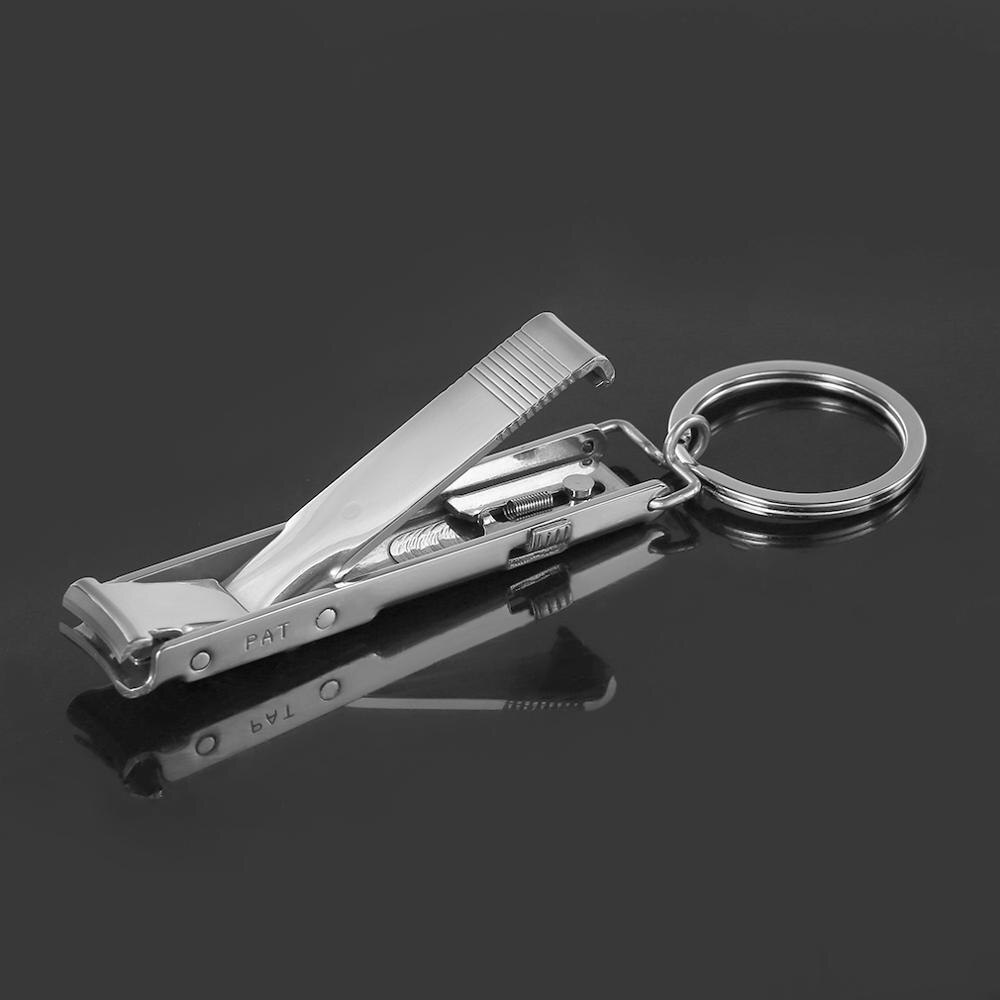 Roestvrij Staal Ultra-Dunne Opvouwbare Hand Teen Nagelknipper Cutter Met Sleutelhanger Cutter Trimmer Zilver Nail Tool Kit Key ring