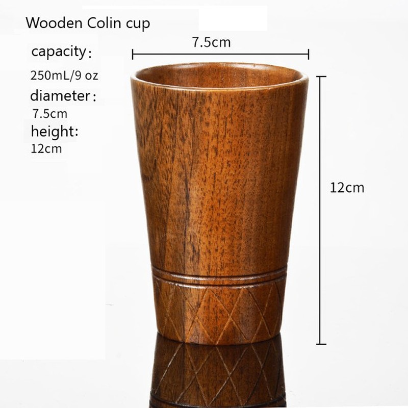 Vintage Whiskey Cup Beer Mug Bar Drinkware Natural Wooden Cup Cocktail Glass Wine Goblet Japanese Style Teacups: 250ML Colin Cup